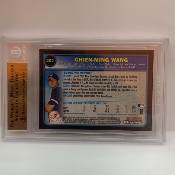 2003 Bowman Chrome Chein-Ming Wang Yankees #202 (MISC12) - Picture 2 of 2
